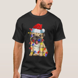 T-shirt Joyeux Noël Xmas Festival Lumières Chien Pug