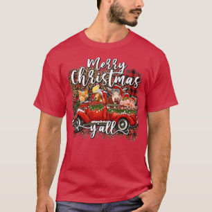 T-shirt Joyeux Noël Yall Père Noël Animaux Ferme Camion Ro