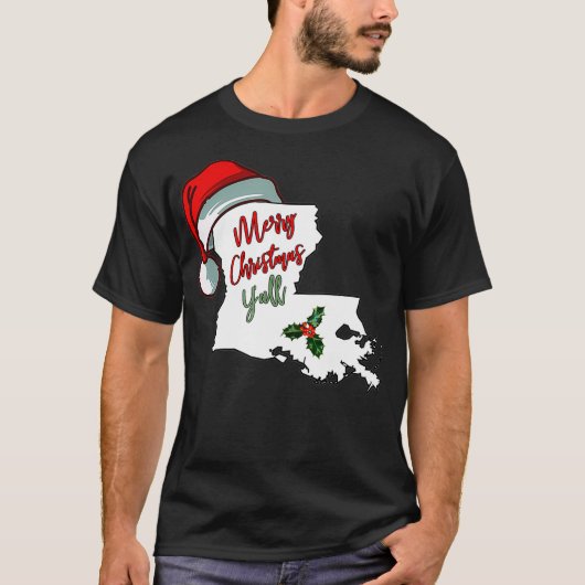 T-shirt Joyeux Noël Yall Sud Louisiane Santa Hat (Devant)