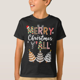 T-shirt Joyeux Noël Y'all Tree Leopard Giraffe Zebra S