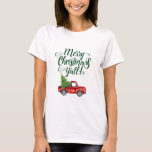 T-shirt Joyeux Noël Y'all Vintage Truck Christmas WG<br><div class="desc">Joyeux Noël Y'all - Aquarelle Vintage Camion rouge avec T-shirt sapin de Noël</div>