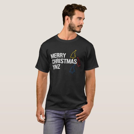 T-shirt Joyeux Noël Yinz Pittsburgh Arbres de Noël (Devant entier)