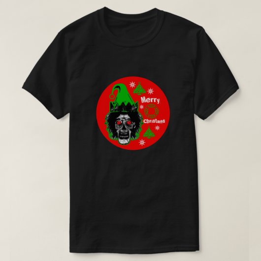 T-shirt Joyeux Noël Zombie Red Eyes Cercle rouge (Design devant)