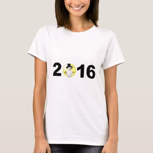 T-shirt Joyeux Nouvel An 2016 Drôle Doux neige hivernale (Devant)