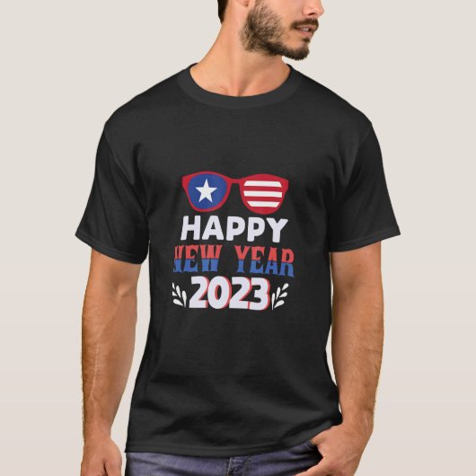 T-shirt Joyeux Nouvel An 2023 lunettes de soleil drapeau a (Devant)