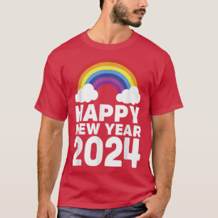T-shirt Joyeux Nouvel An 2024 Arc-en-ciel nuages chinois L