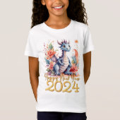 T-Shirt Joyeux Nouvel An 2024 Dragon chinois noir (Devant)