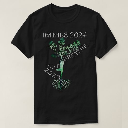 T-shirt Joyeux Nouvel An 2024 Respire Out 2023 Inhale 2024 (Design devant)