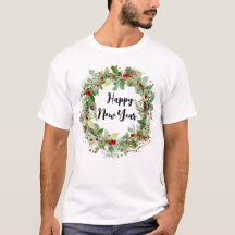 Joyeux Nouvel An et homme de la couronne de Noël