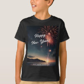 T-shirt Joyeux Nouvel An Fireworks Script Typographie Enfa (Devant)