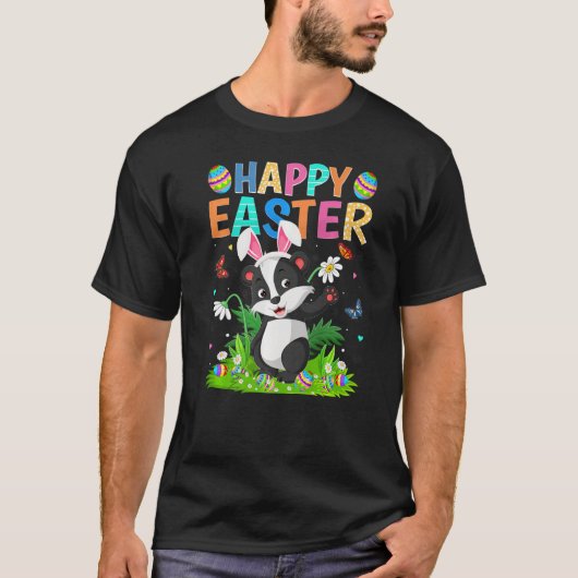 T-shirt Joyeux Oeuf Lapin de Pâques Drôle Badger de Pâques (Devant)