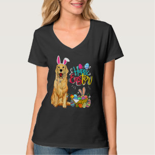 T-shirt Joyeux Oeufs de Pâques Bunny Chien Golden Retrieve