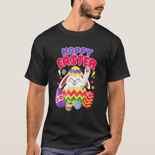 T-shirt Joyeux oeufs de Pâques de lapin (Devant)