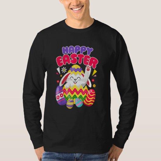 T-shirt Joyeux oeufs de Pâques de lapin (Devant)