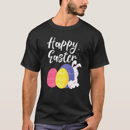 T-shirt Joyeux Panier d'oeufs de lapin de Pâques (Devant)