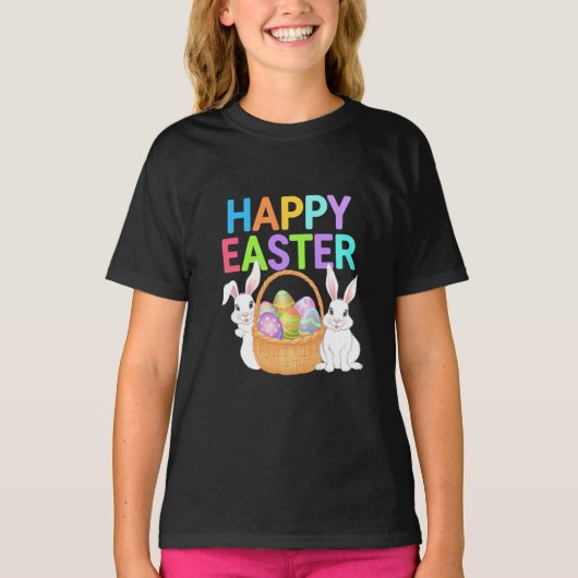 T-shirt Joyeux Pâques 2025 Oeufs Lapin mignon lapin lapin (Devant)