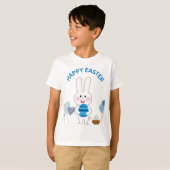 T-shirt Joyeux Pâques "Bleu Avec Mignonette & Oeufs" (Devant entier)