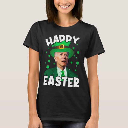 T-shirt Joyeux Pâques Joe Biden Leprechaun Shamrock St Par (Devant)