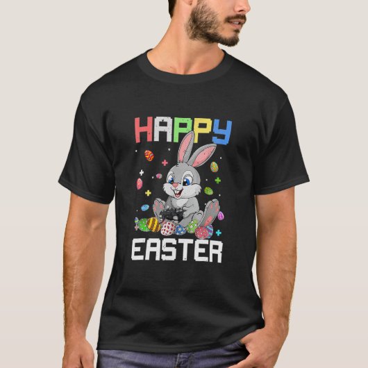T-shirt Joyeux Pâques Jour Funny Bunny Oeufs Vidéo Jeu mig (Devant)