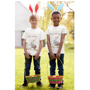 T-shirt Joyeux pâques, lapin de Pâques marchant avec des o