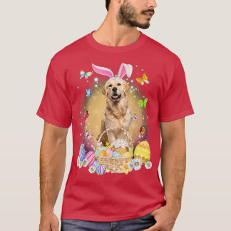 T-shirt Joyeux Pâques mignon lapin Chien Golden Retriever 