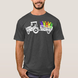 T-shirt Joyeux Pâques mignonette de Pâques Tracteur lapin