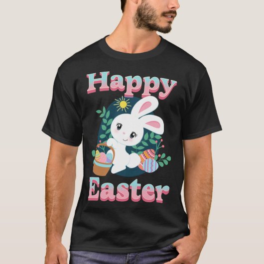 T-shirt Joyeux Pâques mignonne Chasse aux oeufs de lapin d (Devant)