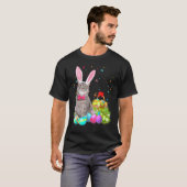 T-shirt Joyeux Pâques mignonne lapin oeufs de chat panier (Devant entier)
