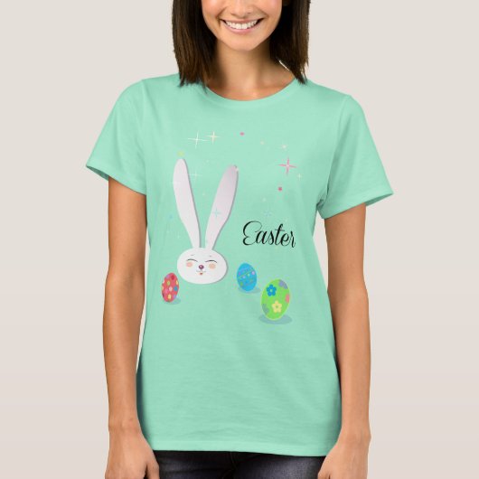 T-shirt Joyeux Pâques mignonne lapin OEufs de Pâques Fête  (Devant)