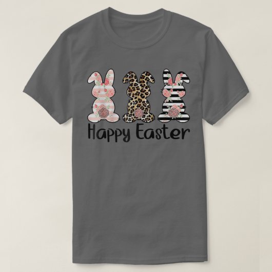 T-shirt Joyeux Pâques mignonnes lapins léopard Pâques Matc (Design devant)
