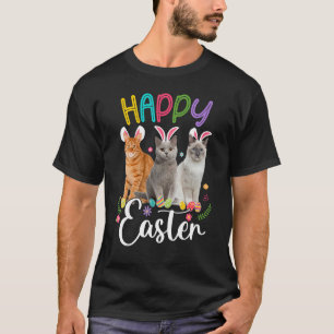 T-shirt Joyeux Pâques Trois Chat Portant Bunny Lapin Ear C