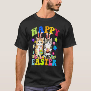 T-shirt Joyeux Pâques Trois Chat Portant Bunny Lapin Ear C