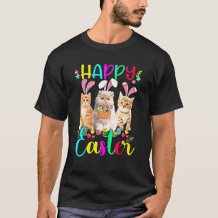 T-shirt Joyeux Pâques Trois Chat Portant Bunny Lapin Ear C