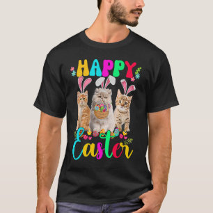 T-shirt Joyeux Pâques Trois Chat Portant Bunny Lapin Ear C