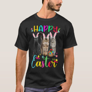 T-shirt Joyeux Pâques trois chats portant Bunny Ears Panie