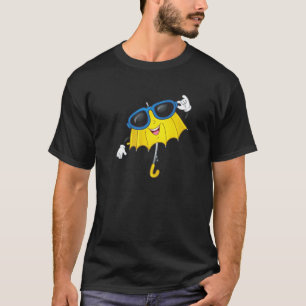 T-shirt Joyeux Parapluie Jaune Cool et lunettes de soleil 
