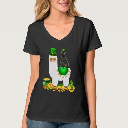 T-shirt Joyeux Patrick S Day Leprechaun Great Dane Riding  (Devant)
