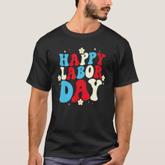 T-shirt Joyeux Patriote de la Fête du Travail, drapeau rét (Devant)