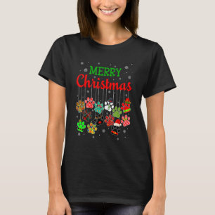 T-shirt Joyeux pattes de chien de Noël Imprimer Plaid Vila