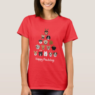 T-shirt Joyeux Pawlidays Chien arbre de Noël