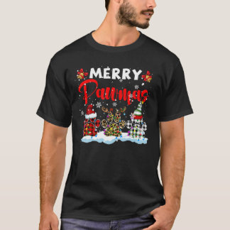 T-shirt Joyeux Pawmas Xmas ELF Renne Santa Carreaux Léopar