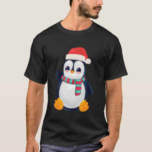 T-shirt Joyeux Penguin de Noël Santa Hat Et Écharpe