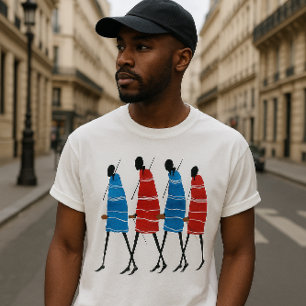 T-shirt Joyeux peuple Massaï Guerriers Marcher Art Imprime