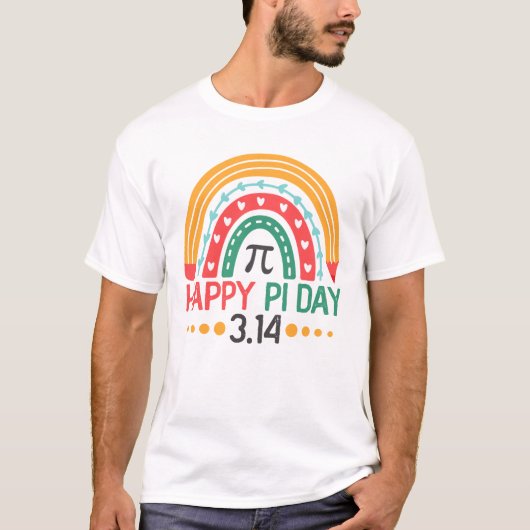 T-shirt Joyeux Pi Day 3.14 Boho Rainbow Math Enseignant (Devant)