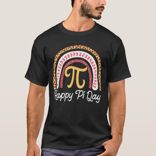 T-shirt Joyeux Pi Day 3.14 Leopard Rainbow Math Enseignant (Devant)