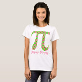 T-shirt Joyeux Pi Day Rétro rose et vert (Devant entier)