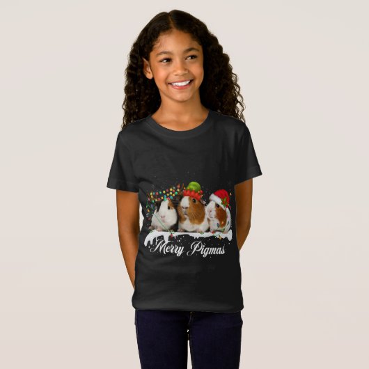 T-Shirt Joyeux Pigmas 2022 Funny Noël Arbre Lumière (Devant entier)