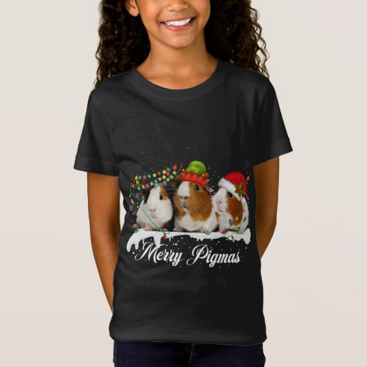 T-Shirt Joyeux Pigmas 2022 Funny Noël Arbre Lumière (Devant)