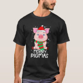 T-shirt Joyeux Pigmas Drôle Cochon Joyeux Noël Pour Filles (Devant)