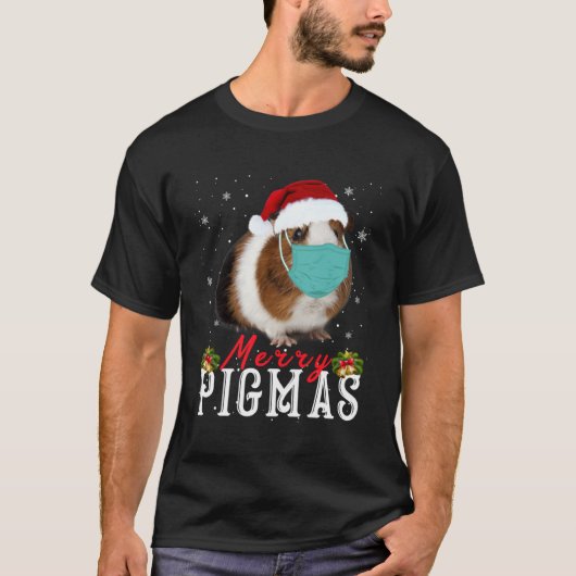 T-shirt Joyeux Pigmas Masque Visage Guinée Pig Noël père N (Devant)